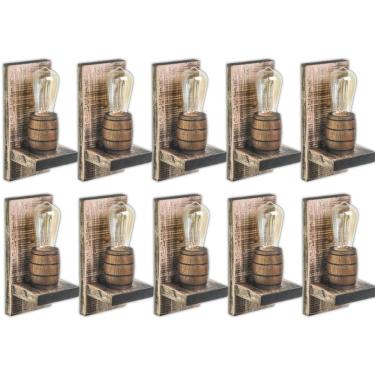 Imagem de Kit 10 Arandelas Barril Delenha Decor Madeira Maciça Rústica