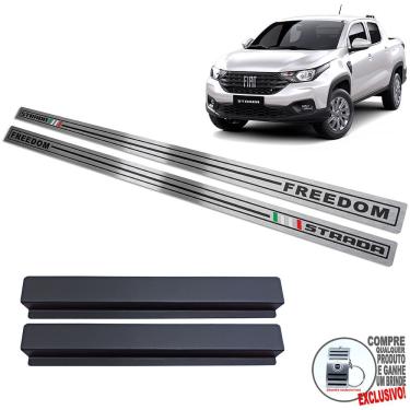 Imagem de Soleira Aço Inox Fiat Strada Freedom Preto Baixo Relevo