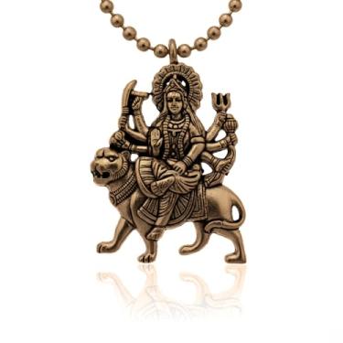 Imagem de Colar com pingente de amuleto espiritual da deusa Durga Maa Mahishasurmardini para homens e mulheres, Small, Metal, Sem Pedra Preciosa