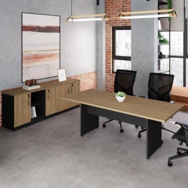 Imagem de Conjunto Escritório com Mesa de Reunião 6 Lugares e 2 Armários Baixos 