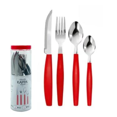 Imagem de Kit 16 Peças Jogo De Talheres De Mesa Vermelho