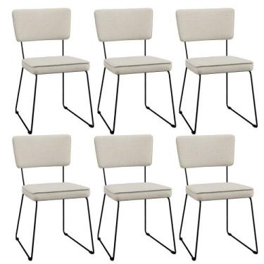 Imagem de Kit 6 Cadeiras Decorativa Estofada Para Sala Jantar Base Aço Allana L0