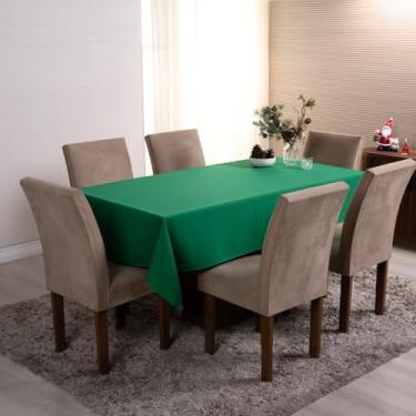 Imagem de Toalha de Mesa Retangular, 200x140 cm, Tecido Oxford Verde, 6 Lugares, Decoração Natalina