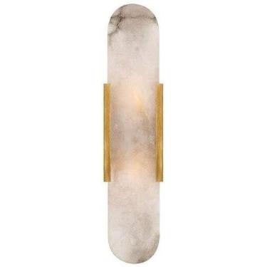 Imagem de Luminária de parede de arte de design moderno pós-moderno ferro dourado preto mármore luminária quarto banheiro sala de estar luminária de varinha (luz branca dourada)