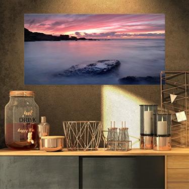 Imagem de Designart PT10685-32-16 Rocks Dark Samarra Seashore Sintra-Contemporary Seascape Art Canvas - 81 x 40 cm, 81 x 40 cm