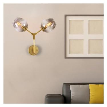 Imagem de Luminárias de parede modernas americanas para estudo de quarto, luminárias pendentes minimalistas para sala de estar e jantar com LED, ferro forjado e bolha de vidro para quarto