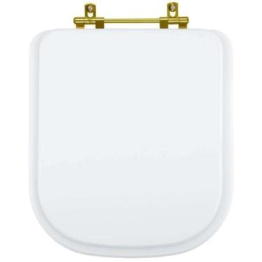 Imagem de Tampa De Vaso Poliéster Axis Branco Para Bacia Deca Com Ferragem Dourada