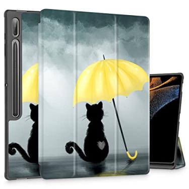 Imagem de Tuiklol Capa para tablet Samsung Tab S10 Ultra (versão 2024) / Tab S9 Ultra 14,6 polegadas (versão 2023), suporte para lápis embutido, capa rígida fina com três dobras, suporte para