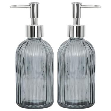 Imagem de Dispenser Líquido de Vidro Azul 420ml, ideal para pia de banheiro. (2)