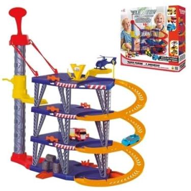 Imagem de Pista de Carros de Brinquedo com Torre de Estacionamento, 4 Níveis, Rampa em Espiral, Garagem Infantil com Elevador, Conjunto para Crianças