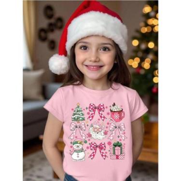 Imagem de Camiseta Infantil Natal Estampa Lacinhos de Natal 658 Guirlanda Bolas 