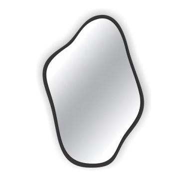 Imagem de Espelho Orgânico Ondulado com Moldura em MDF - Espelho Decorativo para Sala e Espelho de Parede Elegante (Preto)