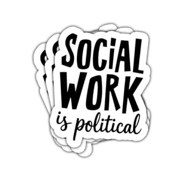 Imagem de Adesivo de vinil com citação arrojada de trabalho social é político, 3 peças para gerente de estojo, terapeuta, conselheiro, estudante de serviço social, trabalhador de escritório, ativista, estudante