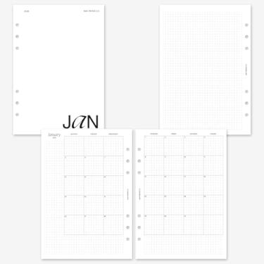 Imagem de MAY PAPER CO. Recarga de planejador mensal A5 Grid 2026, inserção de mês em duas páginas para A5 Filofax e LV GM Agenda de 6 anéis 14 x 21 cm (início de segunda-feira, meses separados)