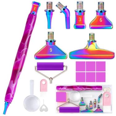 Imagem de Sttargxing Kit de canetas de pintura de diamante, 13 peças de pontas de aço inoxidável com 6 argilas, pontas para vários colocadores, acessórios de pintura de diamante 5D, substituição para artesanato