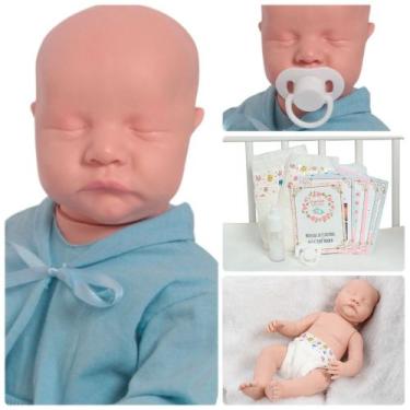 Imagem de Bebê Reborn Careca Realista com Roupinha e Kit Completo - Cegonha Rebo