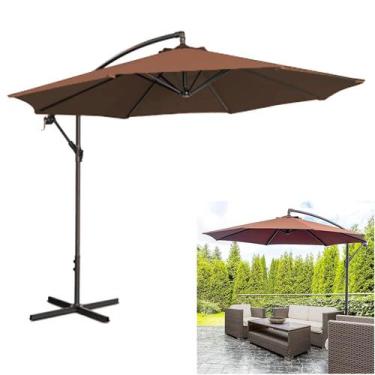 Imagem de Ombrelone Lateral Suspenso 3m Guarda Sol Piscina Jardim Kauai Marrom -