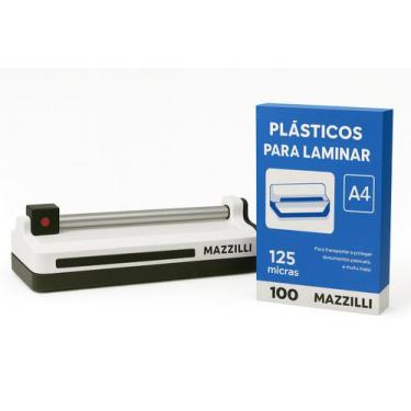 Imagem de Kit Plastificadora Refiladora 3x1 A4 Laminadora + 100 Plástico Para Pl