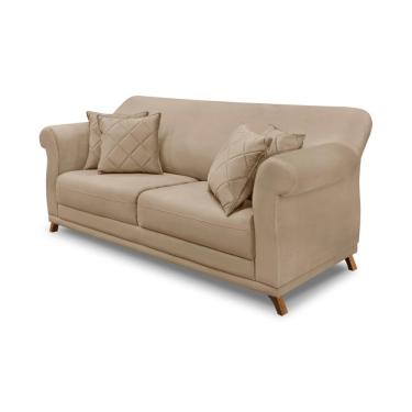 Imagem de Sofá Decorativo 180cm 2 Lugares com 4 Almofadas Armstrong Suede Bege - Gran Belo