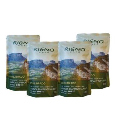 Imagem de kit 4 pacotes Cafés Rigno Gourmet Equilibrado 83pts Torrado E Moído 1k