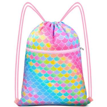 Imagem de Mochila com cordão Fiodrimy para crianças e meninas resistente à água