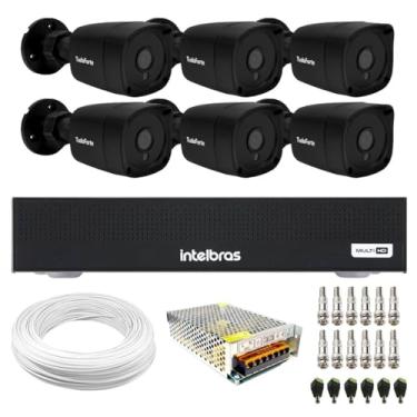 Imagem de Kit 6 Câmeras Tudo Forte Bullet Black Full HD 1080p 2.8mm Visão Noturna 20M, IP66 + DVR Intelbras MHDX 1108-C