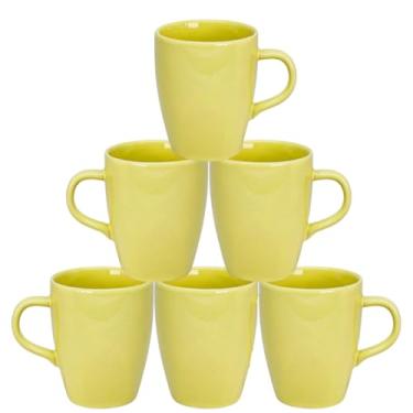 Imagem de Conjunto de 6 canecas de porcelana, 230 ml, xícaras de café e chá (6 Amarela)
