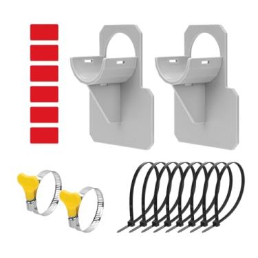 Imagem de 2 suportes de tubulação de piscina, suportes de suporte de tubulação de água com 2 braçadeiras de mangueira de aço inoxidável, 6 fitas adesivas e 8 laços para acessórios de piscina subterrânea
