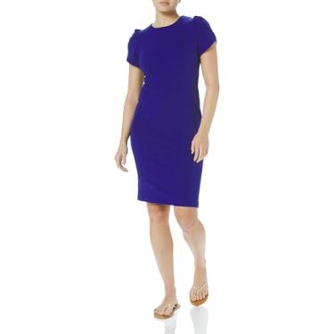 Imagem de Calvin Klein Vestido feminino de crepe com manga tulipa, Ultramarino, 42