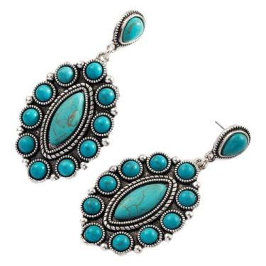 Imagem de Brincos de turquesa para mulheres, boêmio, chique, joia elegante, pingente de presente