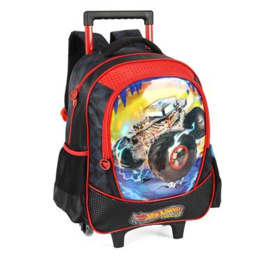 Imagem de Mochila Rodinha Escolar Infantil Menino Hot Wheels Preto
