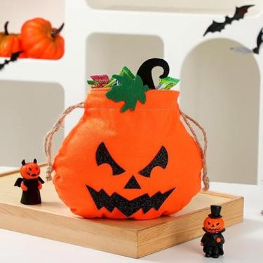 Imagem de Saco de embrulho de presente portátil de tecido não tecido de abóbora, não tecido, com cordão, 23 x 24 x 1 cm (tipo B)