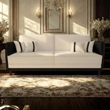 Imagem de Sofá Modular 3 Lugares Filipi 2,12m Corino Bege - Corino Preto