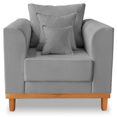 Imagem de Poltrona Estofada Decorativa Beny Tecido Suede Cinza
