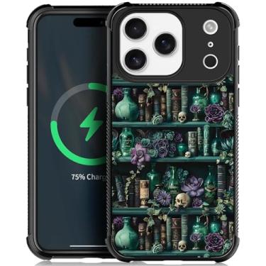 Imagem de DAIZAG Capa para iPhone 17 Pro, [compatível com MagSafe], capa rígida antiderrapante com absorção de choque com proteção de quatro cantos - The Magician's Bookshelf