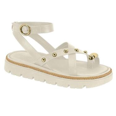 Imagem de Sandália Moleca Flatform Tratorada Feminina, Branco off, 38