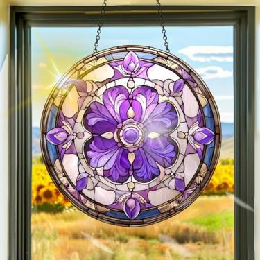 Imagem de Acrílico colorido, apanhador de sol, decoração de janela suspensa de flores, arte de parede de arco-íris, para sala de estar, quarto, varanda, interior e exterior, jardim, enfeites de Natal, decoração