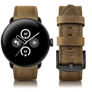 Imagem de Apawband Pulseira de couro compatível com Google Pixel Watch 4/3 de 45 mm, pulseira masculina de couro macio de 4/3/2/1 de 41 mm
