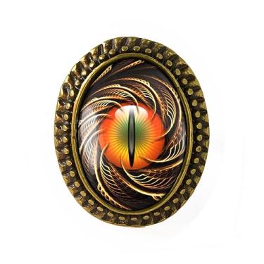 Imagem de Anel olho de dragão - globo ocular taxidermia, pulseira ajustável de prata ou bronze antigo, bijuteria oval artesanal - 24-E, Adjustable, Metal, Sem pedra preciosa