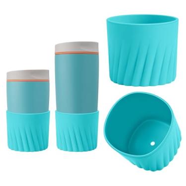 Imagem de KGULQ Bota de silicone superior de 2 peças para Owala SmoothSip Slider 340 g 590 ml e 680 g com alça, capa protetora antiderrapante texturizada para caneca de café de viagem, acessórios para copos de