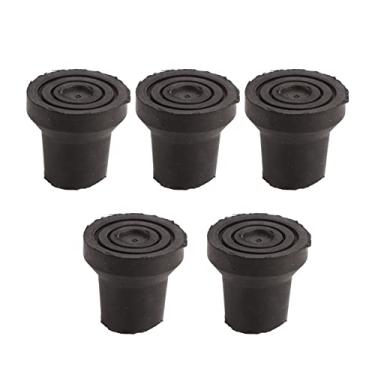 Imagem de Pontas de muleta médica de substituição, pontas de muleta de 16 mm com juntas de metal, pontas de muleta de borracha antiderrapante para bengalas, auxiliares de caminhada, pacote (Preta)