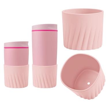 Imagem de KGULQ Bota de silicone superior de 2 peças para Owala SmoothSip Slider 340 g 590 ml e 680 g com alça, capa protetora antiderrapante texturizada para caneca de café de viagem, acessórios para copos de