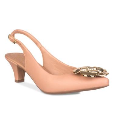Imagem de Scarpin Slingback Feminino Salto Baixo Fino Aberto Atras Sapato Boneca
