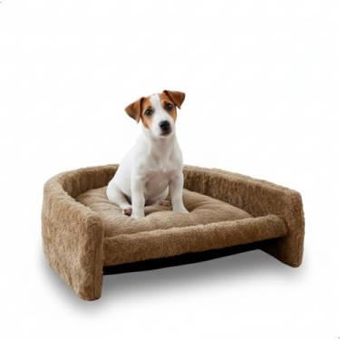 Imagem de Cama Pelúcia para Pet com Almofada Removível, Lavável,Fundo Antiderrapante e Manta Acrílica Marrom, Ideal para Cães e Gatos de Médio Porte