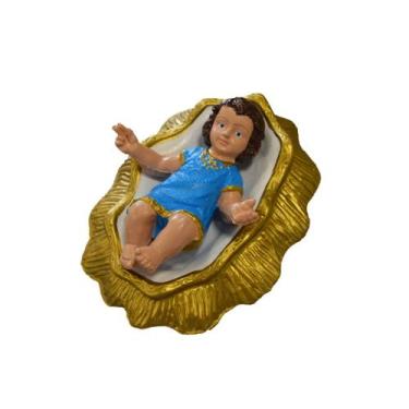 Imagem de Menino Jesus com Manjedoura Inquebrável 15Cm - Imagem Sacra PVC