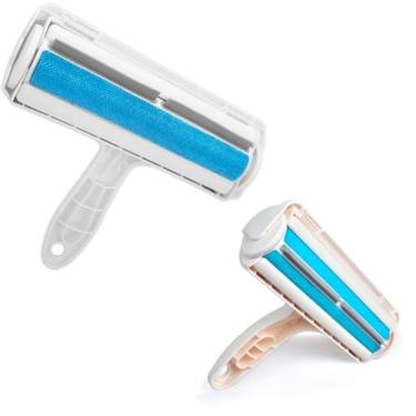 Imagem de Removedor de Pelos Pet, Rolo Reutilizável com Base Autolimpante para Sofá, Cama, Roupa, Móveis, Tapete e Assento de Carro, Branco, 19cm