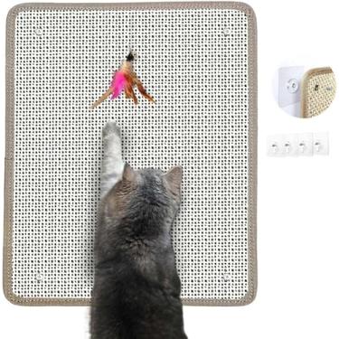 Imagem de Lixa de unhas para gatos - Tapete para arranhar sisal com óxido de alumínio de grão 80, arranhador de parede/chão para aparar unhas naturais e proteção de móveis (42 x 34 cm)