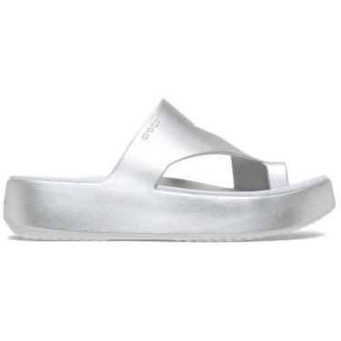 Imagem de Sandália Crocs Getaway Metallic Platform Toe Loop SILVER, 35, Silver