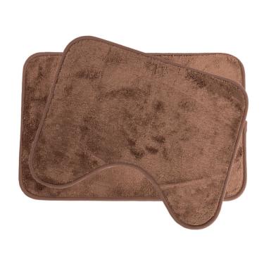 Imagem de Jogo De Tapetes 2 Pçs Comfort Marrom 58x38 - 50x40cm - Uzoo Jogo 2 Tapetes Microfibra Comfort 58x38-50x40cm Marrom