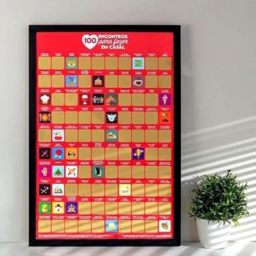 Imagem de Pôster Raspadinha 100 Encontros para Fazer em Casal, Quadro Decorativo com Moldura, Presente Romântico para Namorados